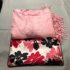 Vintage Mary Kay Exclusive Silky Cosmetic Bag w/Large Pashmina Shawl, Wrap